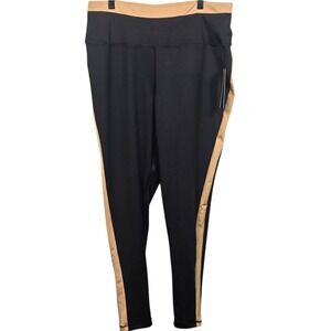 Gold Nation Performance Black Tan Side Stripe Active Legging Womens XL High Rise